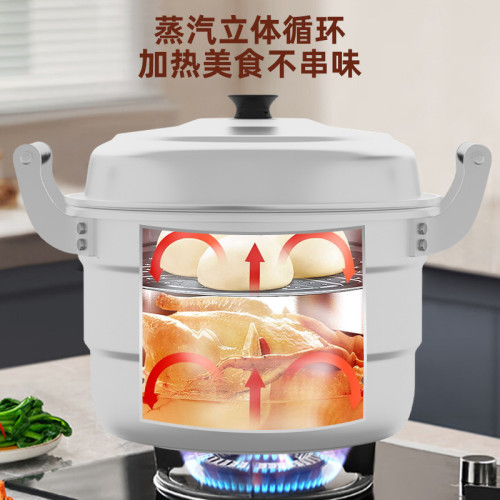 鋁鍋老式湯鍋加厚家用單雙層蒸鍋蒸饅頭燒水鍋大容量商用瓦斯銻鍋
