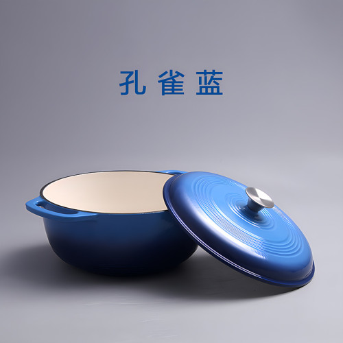 鑄鐵琺瑯鍋燉鍋雙耳兩用鍋平底加深搪瓷鍋電磁爐通用鍋