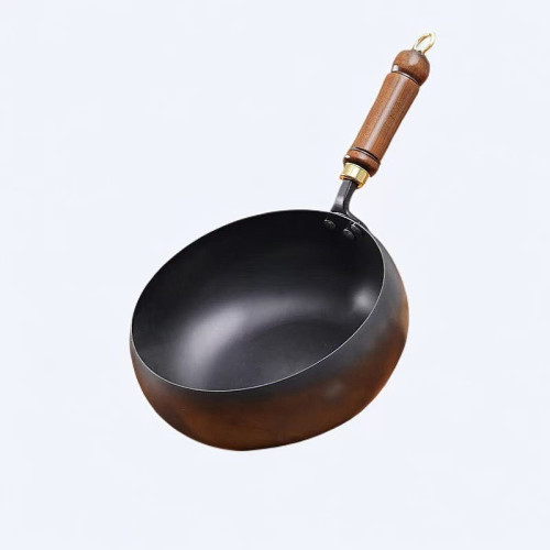 24CM28CM古法鎚紋大肚鍋無塗層不沾鐵鍋小炒鍋家用炒菜鍋