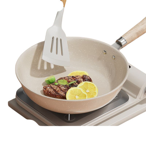 【速髮】麥飯石紋炒鍋不沾鍋家用煎炒平底鍋電磁爐瓦斯爐通用