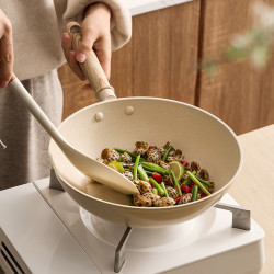 麥飯石不沾鍋炒鍋廚房瓦斯電磁爐專用炒菜鍋小號平底煎鍋不沾