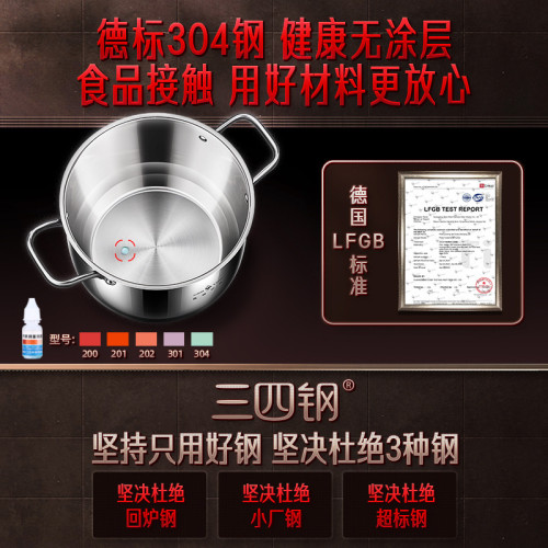 三四鋼304不鏽鋼電磁爐湯鍋家用2024新款小蒸鍋加厚多功能蒸煮鍋