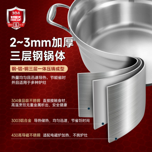 304不鏽鋼蒸鍋家用三層蒸燉湯鍋加厚大容量多層蒸籠禮品鍋具