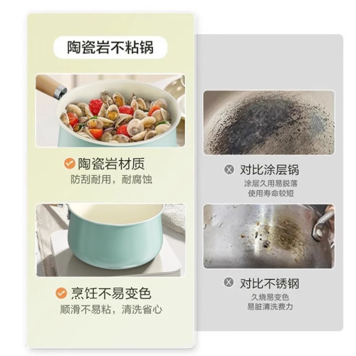 陶瓷熱牛奶鍋不沾鍋嬰兒寶煎煮一體電磁爐煮麵小湯鍋