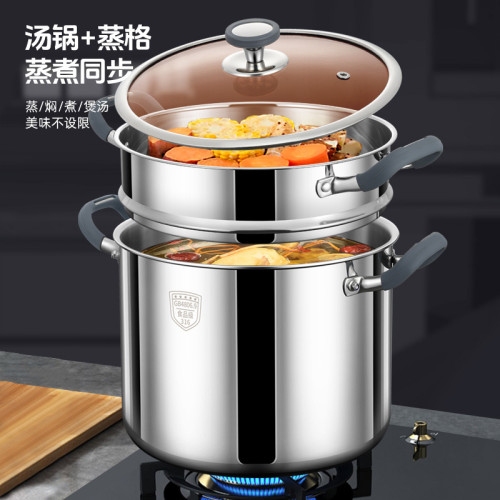316不鏽鋼湯鍋家用食品級無鉚釘大容量燉鍋電磁爐專用高湯鍋煮鍋