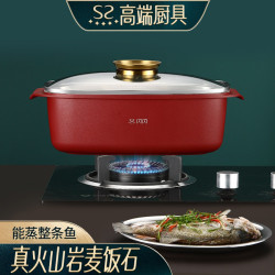閃閃優品蒸魚鍋家用電磁爐清蒸鍋 蒸鍋蒸魚大容量多功能不沾蒸鍋