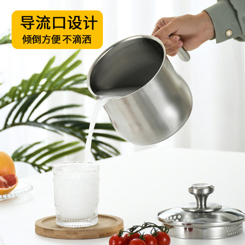 304不鏽鋼奶鍋湯鍋不沾加高小鍋家用電磁爐煮泡麵電陶爐加厚輔食
