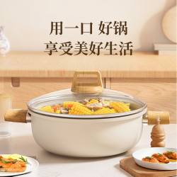 陶瓷湯鍋家用不沾鍋加厚雙耳蒸鍋燉鍋煮鍋瓦斯爐電磁爐專用煮湯鍋