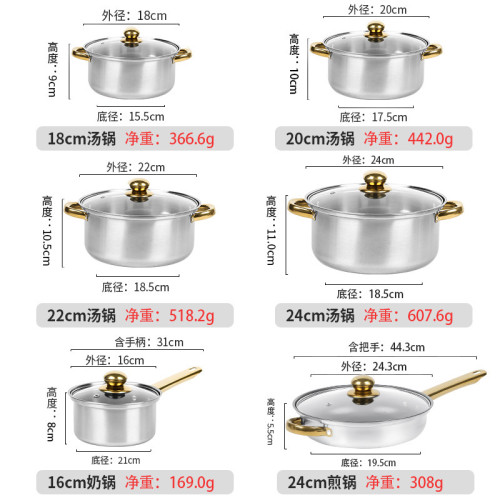 不鏽鋼12件金色鍋具套裝湯鍋煎鍋奶鍋烹飪鍋cooking pot