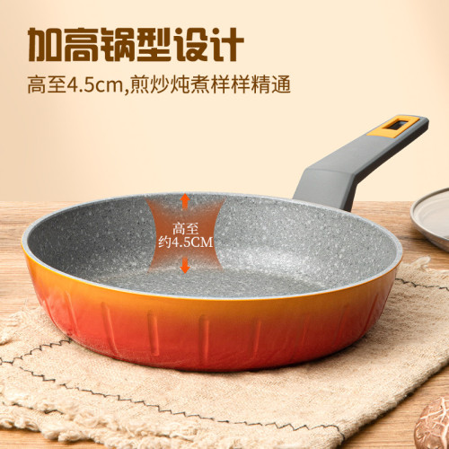 麥飯石平底鍋不沾鍋家用炒鍋牛排煎鍋煎蛋餅油炸電磁爐瓦斯爐專用