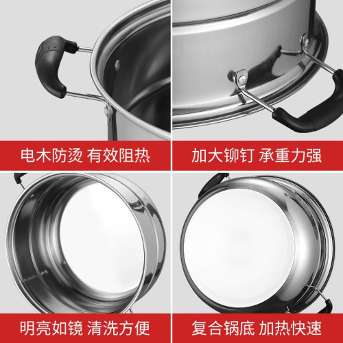 不鏽鋼蒸鍋家用加厚蒸煮一體多層蒸籠大容量湯鍋電磁爐瓦斯爐禮品