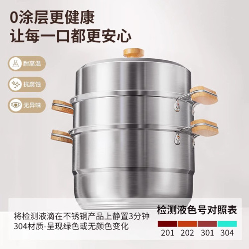 高級蒸鍋家用304不鏽鋼三層加厚蒸籠蒸魚饅頭電磁爐瓦斯爐湯鍋