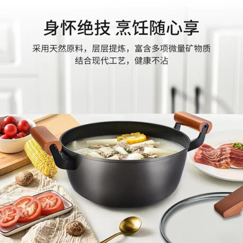 翰樂 精鐵純鐵老鐵鍋燉煮鍋24cm湯鍋雙耳湯鍋帶鐵蓋鍋純鐵鍋