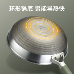 翰樂 鈦鍋無塗層不沾鍋家用炒菜鍋不鏽鋼炒鍋電磁爐瓦斯爐通用