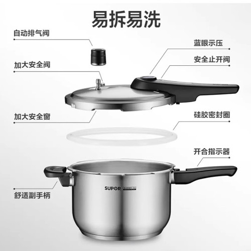 蘇泊爾藍眼高壓鍋家用304不鏽鋼壓力鍋複底瓦斯電磁爐通用YW22S1
