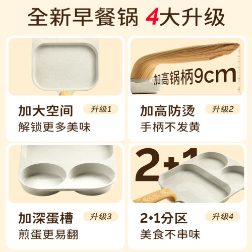 三合一早餐平底煎鍋不沾雞蛋漢堡鍋家用煎餅煎蛋神器牛排煎鍋