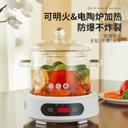 高硼矽耐熱高溫雙耳玻璃鍋煲湯家用電陶爐明火直燒燉煮湯鍋