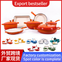 鑄鐵琺瑯鍋Manufacturer's enamel pot set無塗層湯鍋燉鍋媽咪鍋