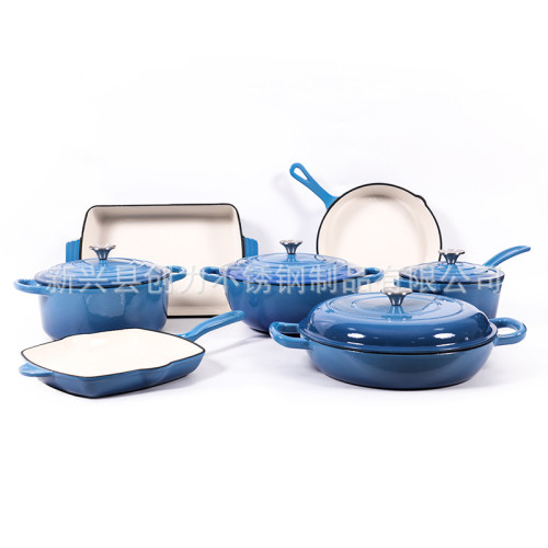 鑄鐵琺瑯鍋Manufacturer's enamel pot set無塗層湯鍋燉鍋媽咪鍋