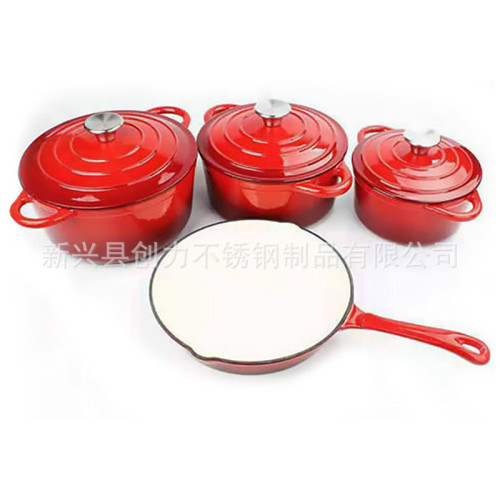 鑄鐵琺瑯鍋Manufacturer's enamel pot set無塗層湯鍋燉鍋媽咪鍋