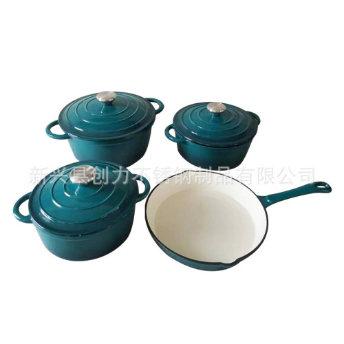 鑄鐵琺瑯鍋Manufacturer's enamel pot set無塗層湯鍋燉鍋媽咪鍋