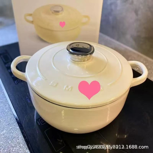 爆款smeg琺瑯鍋24cm雙耳鑄鐵鍋斯麥格加厚不沾鍋燉湯鍋圓形