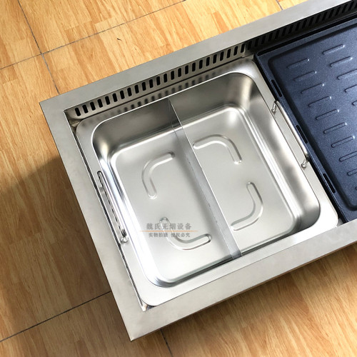 不鏽鋼方形火鍋盆特厚帶耳鴛鴦鍋子母鍋電磁爐專用火鍋鍋涮鍋乾鍋