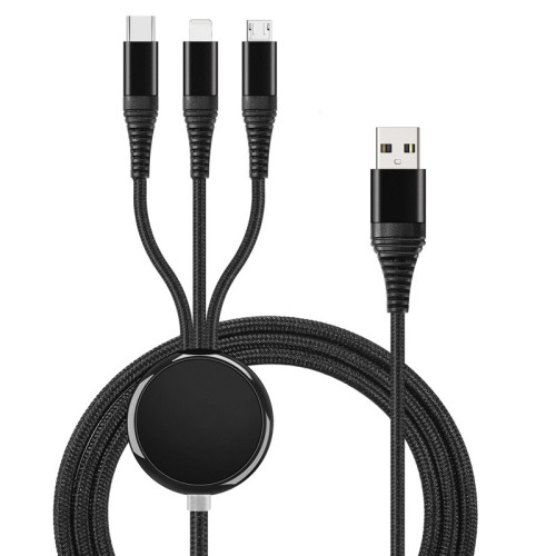 二拖三六合一LogoLED發光數據充電線袋裝展會禮品