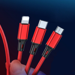 三合一手機快充一拖三快速三頭三線充電數據線