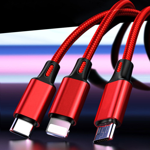 三合一手機快充一拖三快速三頭三線充電數據線