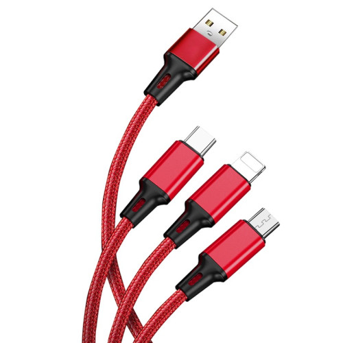 三合一手機快充一拖三快速三頭三線充電數據線