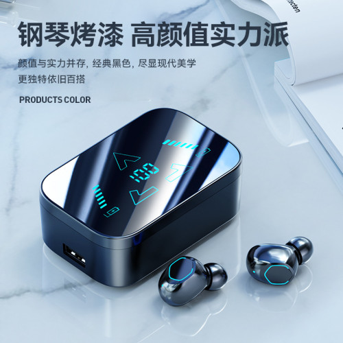 新款M48藍牙耳機超長續航大電量入耳式數顯螢幕可充電耳機5.3