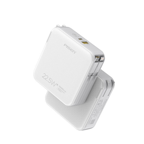 品勝插頭充電寶22.5w快充迷你10000安培自帶線行動電源電寶