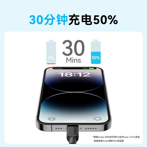Anker安克快充PD編織數據線typec適用於蘋果mfi認証A81A5