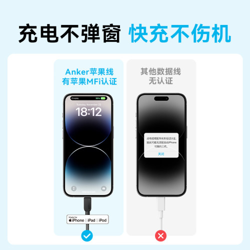 Anker安克快充PD編織數據線typec適用於蘋果mfi認証A81A5