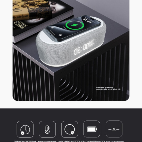 2024新品藍牙音響時鍾無線充15W 彩色小夜燈無線充藍牙戶外音響