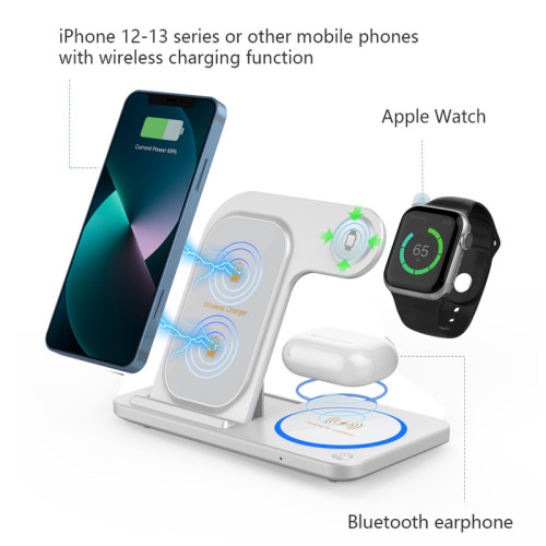 多功能耳機手錶無線充電支架底座雙線圈三合一帶燈折曡無線充電器