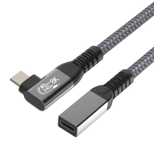 USB4全功能typec彎頭延長公對母數據線雷電4/3240w快充40G影片線