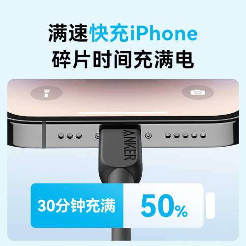 Anker安克快充PD數據線typeC充電線C口轉lightning快充線A81A2
