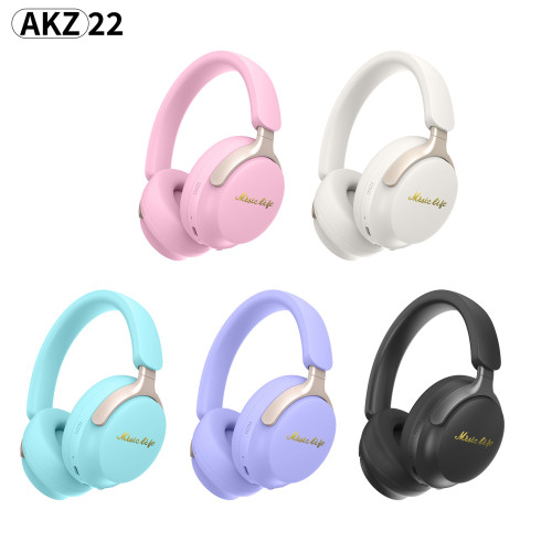 2024新品 AKZ-22無線新款頭戴藍牙耳機馬卡龍色 插卡FM