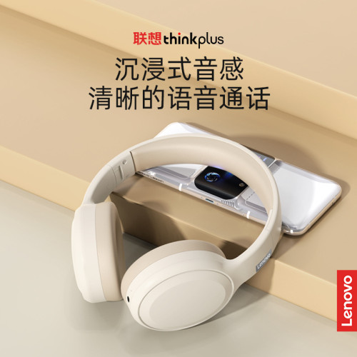 Thinkplus頭戴式真無線降噪跑步復古藍牙耳機遊戯電競長續航TH30