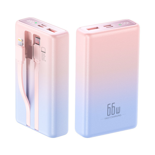 120W超級快充充電寶自帶線20000安培大容量行動電源禮品
