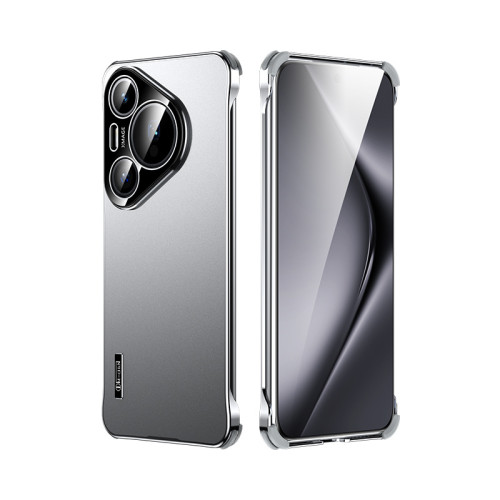 創新無邊框金屬氣囊殼適用華爲Pura70手機殼P70ultra合金防摔Pro+