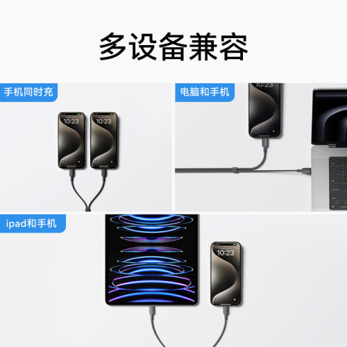 Anker安克二合一typeC多兼容140W雙頭快充高功率數據線A8895 1 米