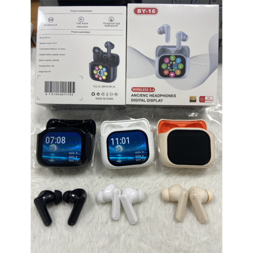 LED全彩觸控螢幕藍牙耳機BY16入耳式ANC+ENC降噪藍牙耳機A9Pro