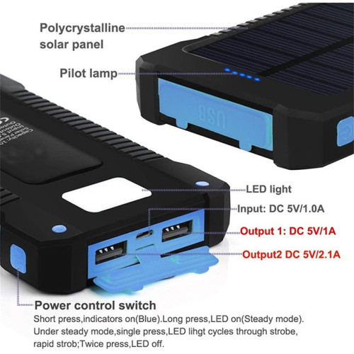戶外登山照明F5太陽能行動電源20000安培充電寶禮品