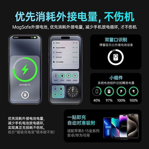 MagSafe超薄磁吸無線充電寶5000安培PD20W快充小巧可攜式行動電源