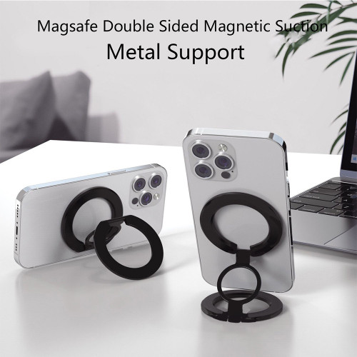 Magsafe雙面磁吸金屬支架適用蘋果桌面嬾人合金支架通用所有機型