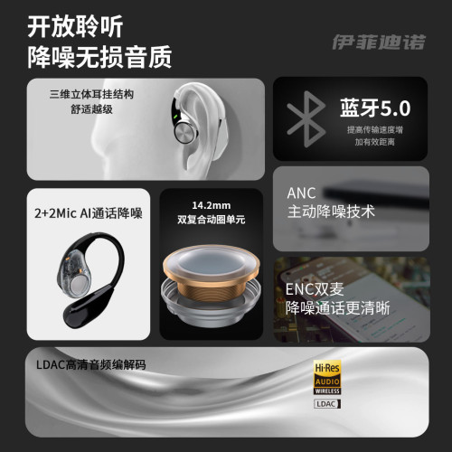 ows藍牙耳機數顯骨傳導無線開放夾耳式大運動跑步超長續航e88