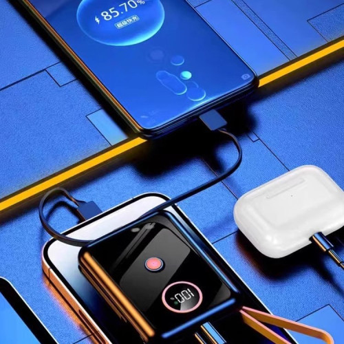 66W快充自帶線充電寶雙向快充自帶線大容量迷你充電寶
